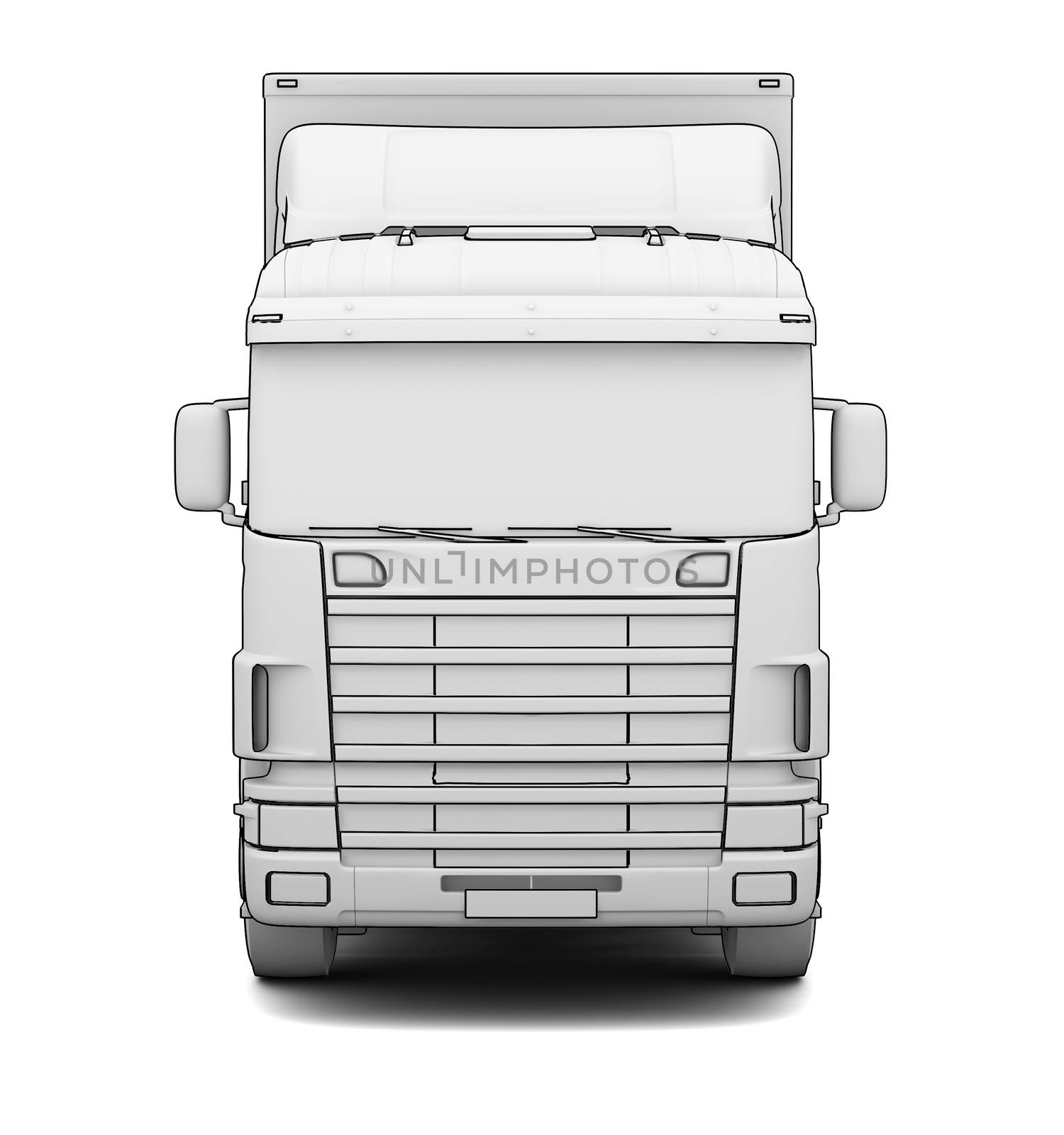 Sketch white truck. Isolated render on a white background