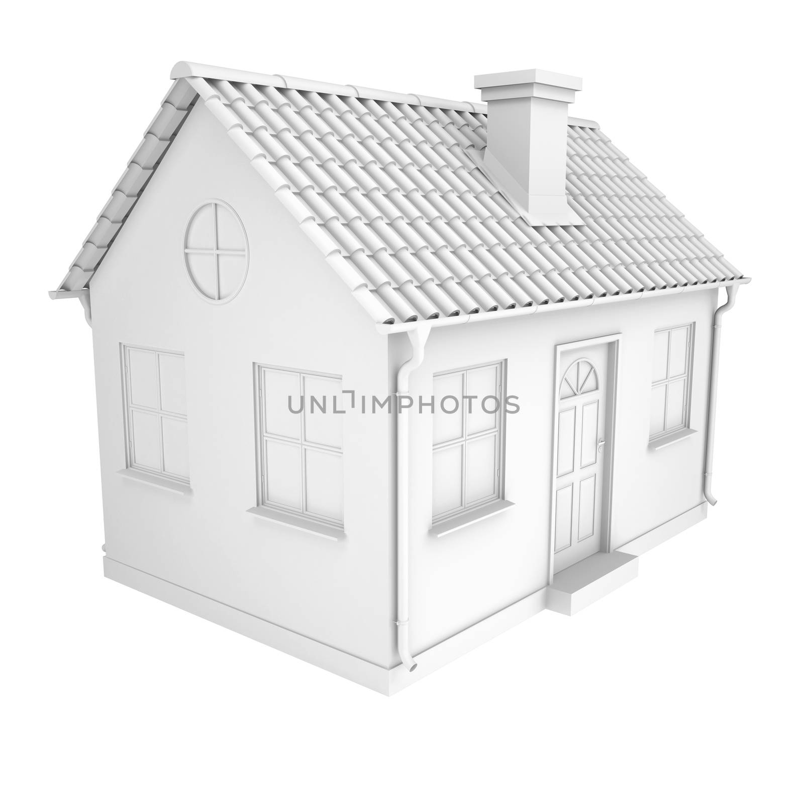 The little white house. Isolated render on a white background