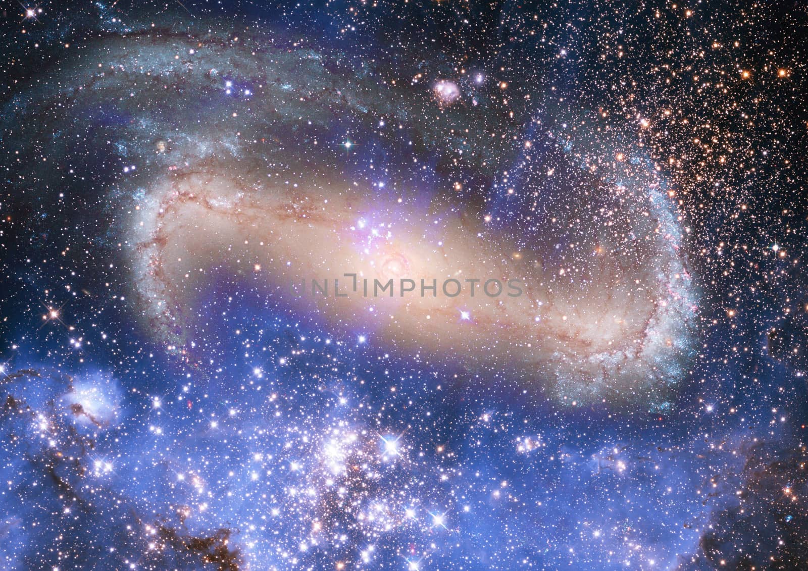 Stars and spiral galaxy in a free space. "Elements of this image furnished by NASA".