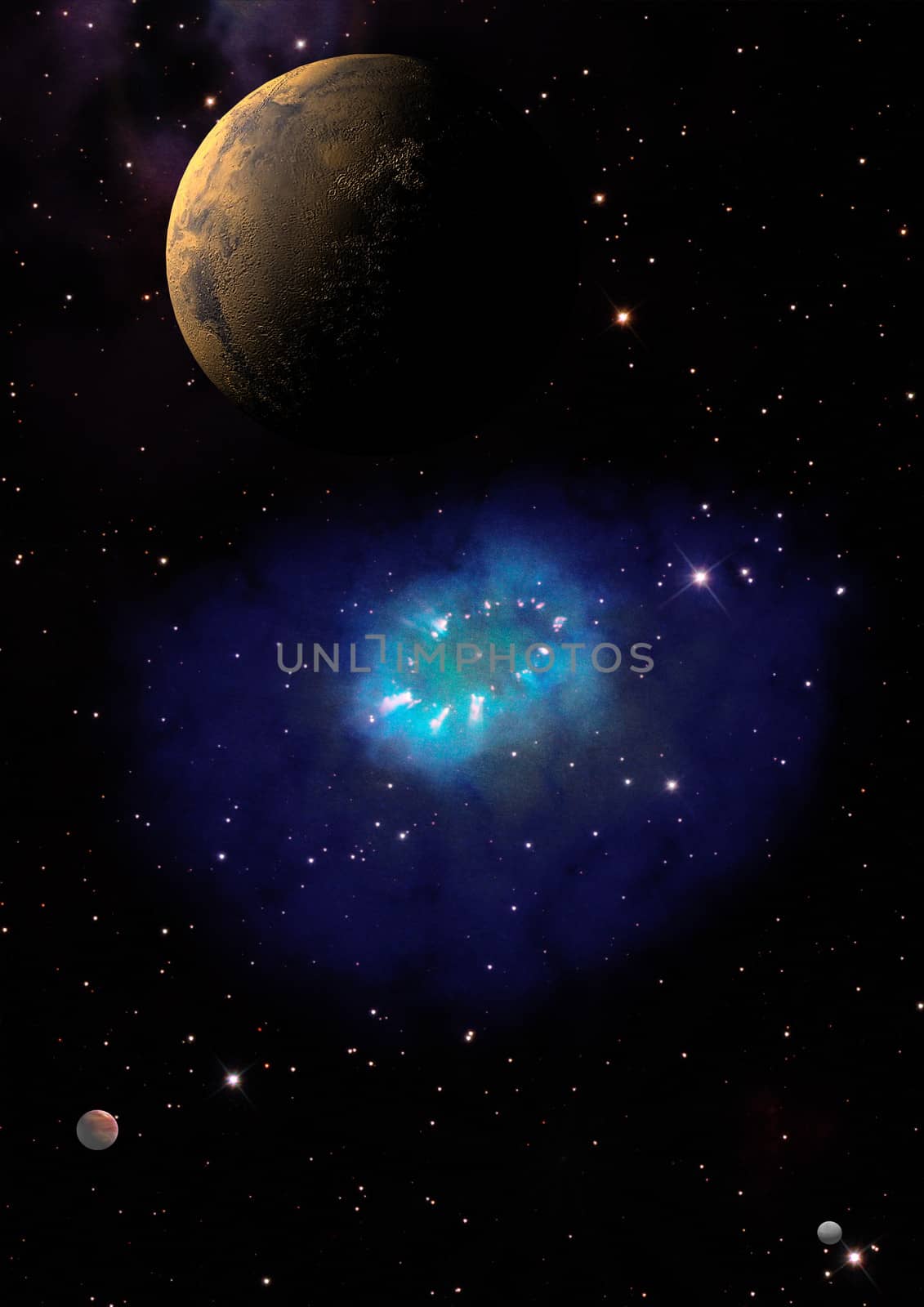 Far-out planets in a space against stars. "Elements of this image furnished by NASA".