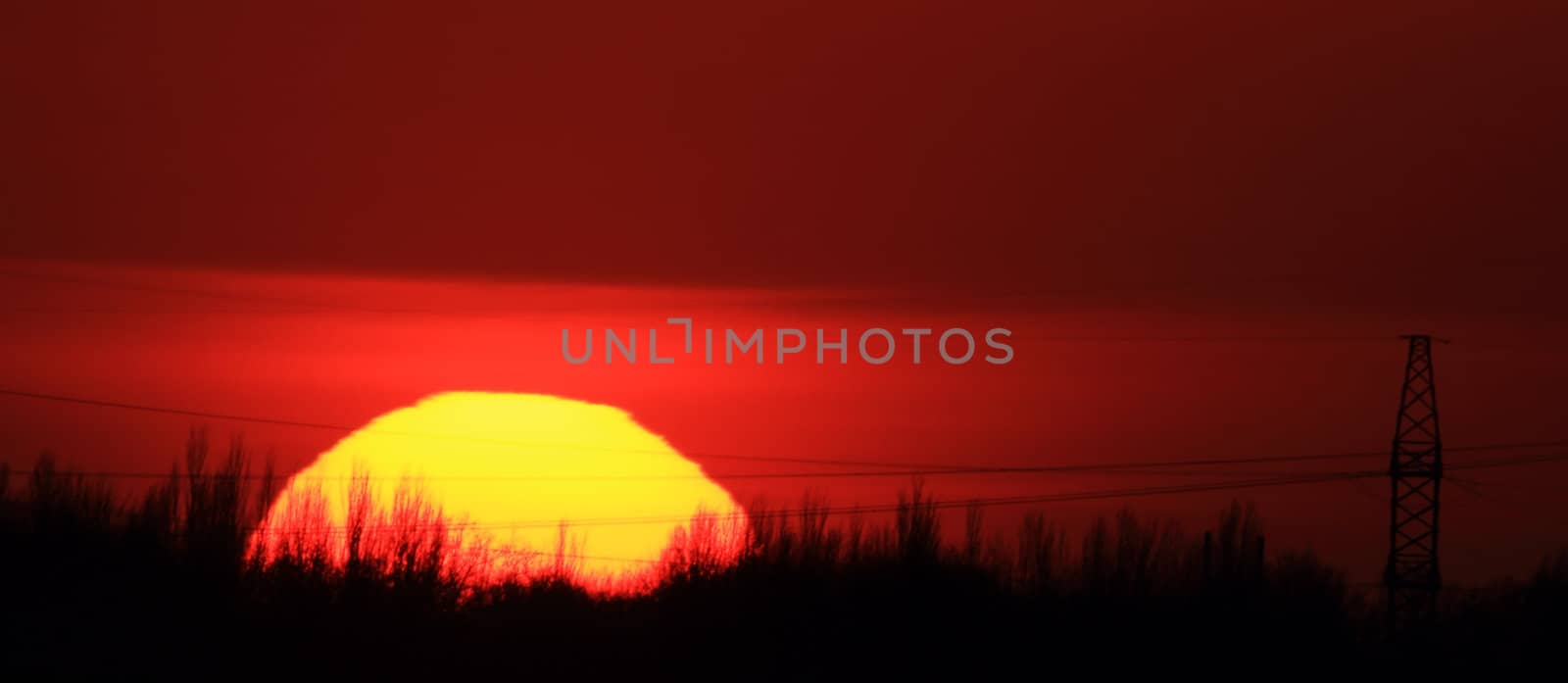 Sunset with clouds, evening