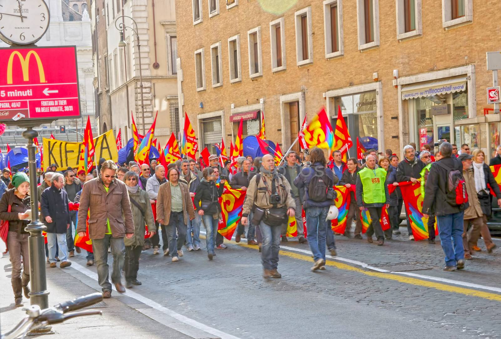 ROME, ITALY - MARCH 11: Public workers strike on March 11, 2011 in Rome, Italy