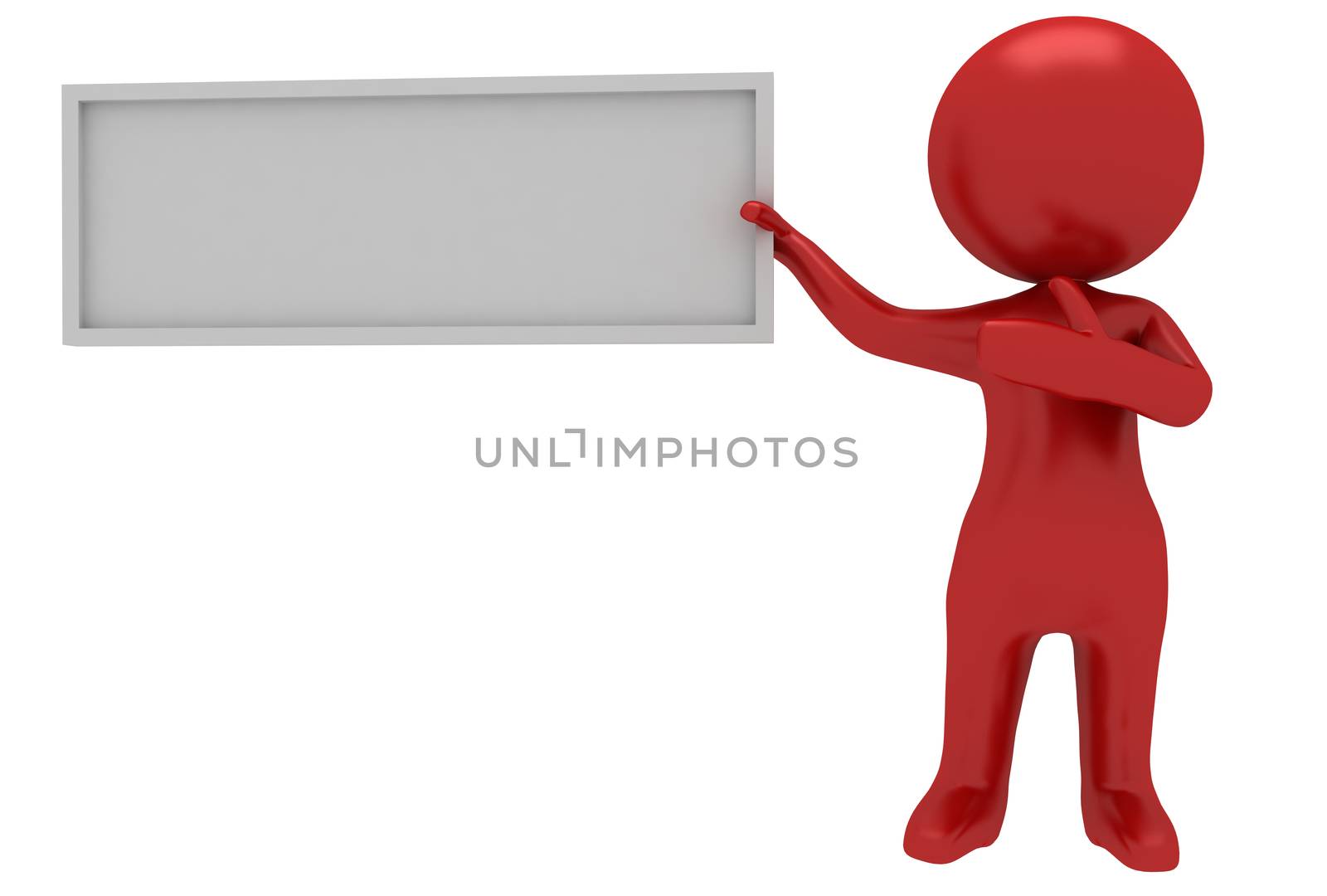 3d character showing blank board