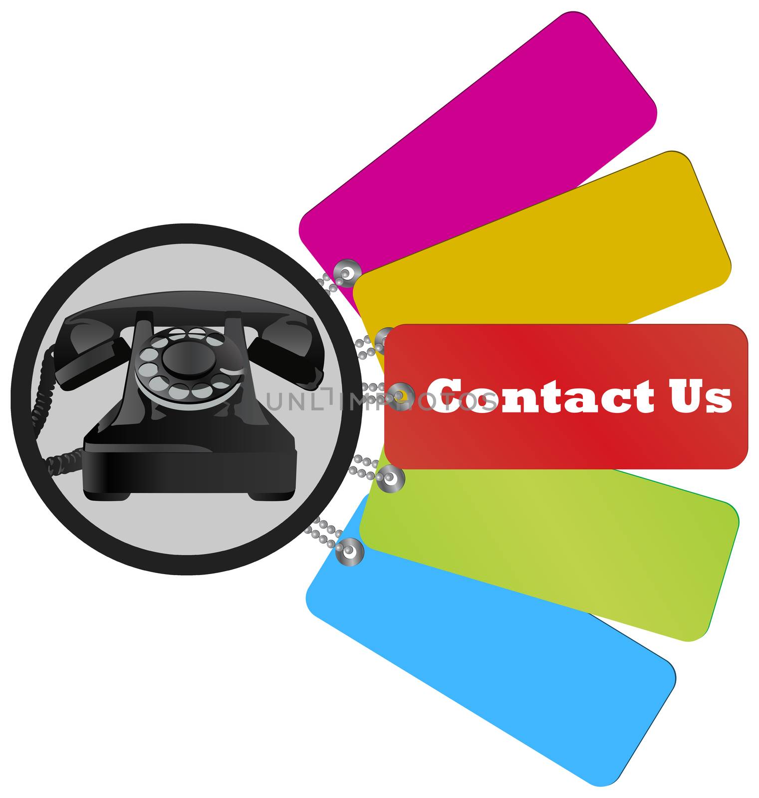 contact us on old phone with multiple tags 
