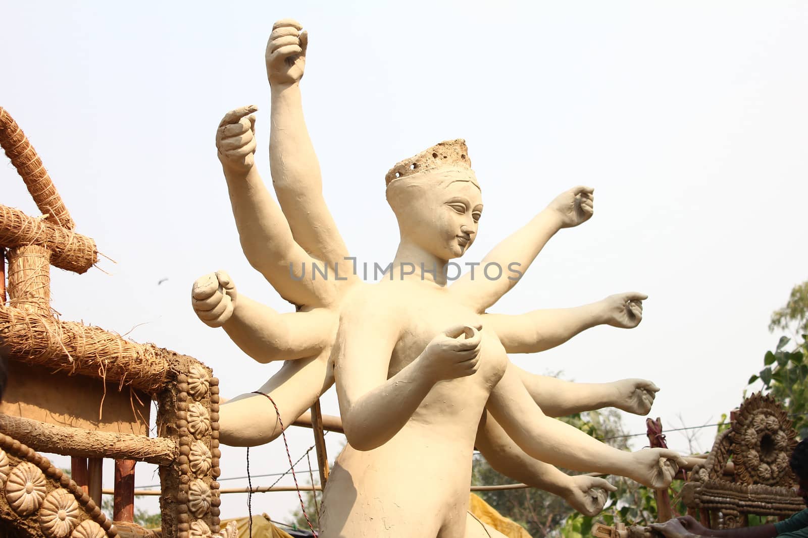 incomplete durga sculpture