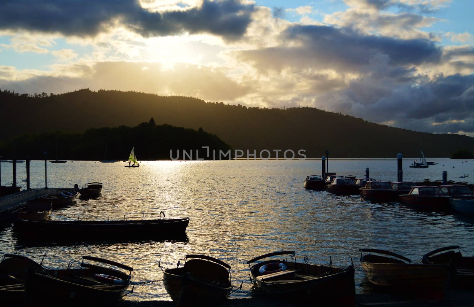 An image of Lake Windermere taken in the evening.