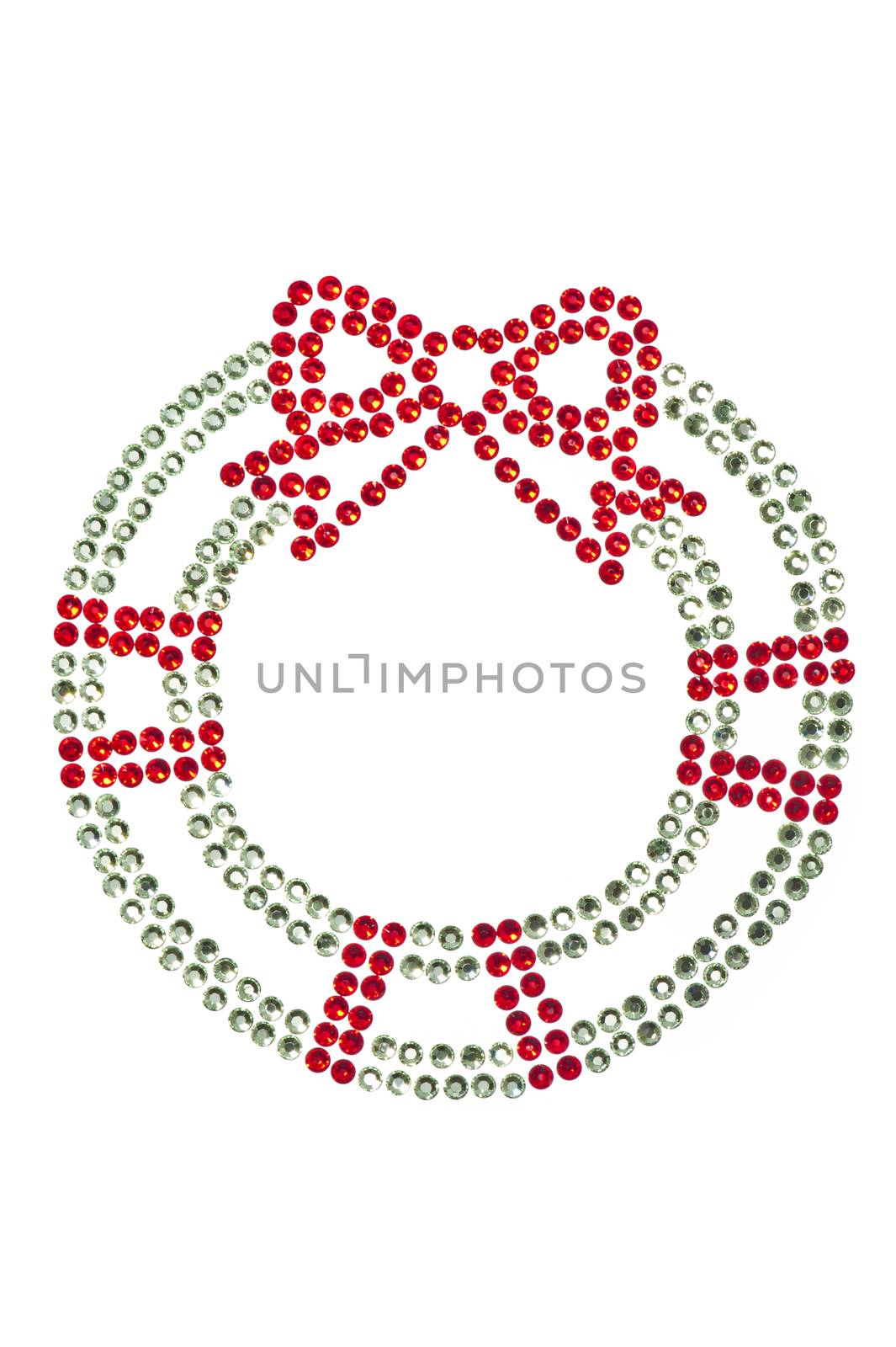 Red green wreath made of rhinestones by 3523Studio