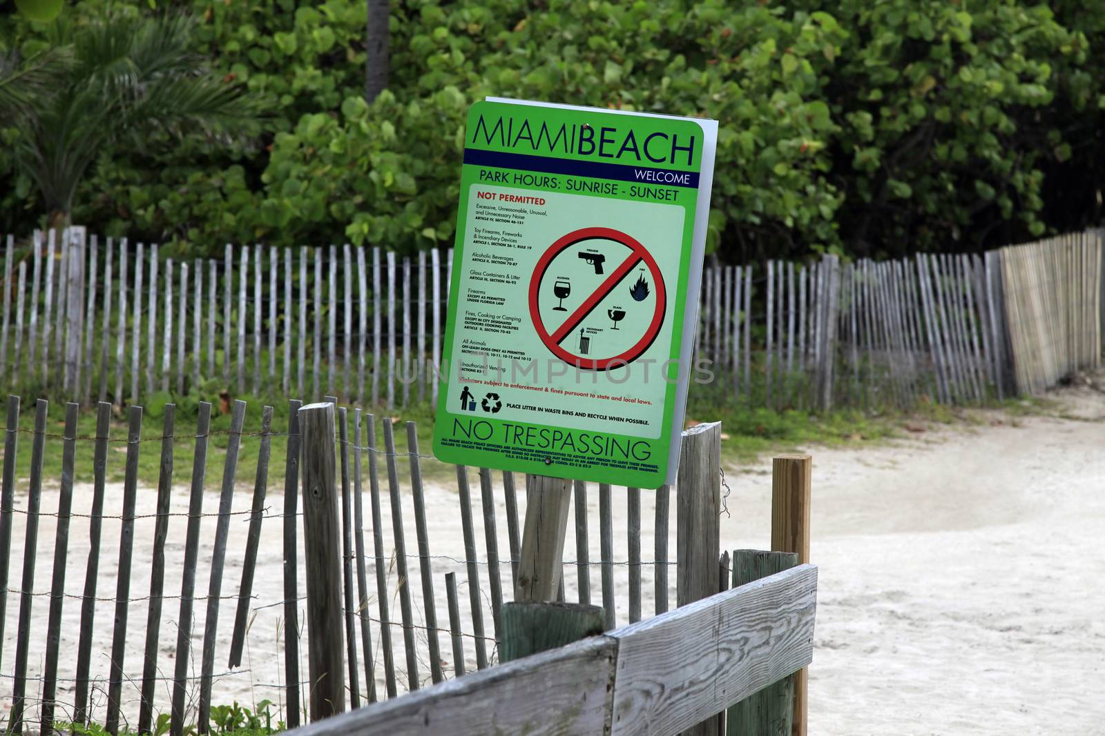Signs at South Beach in Miami, Florida, USA,