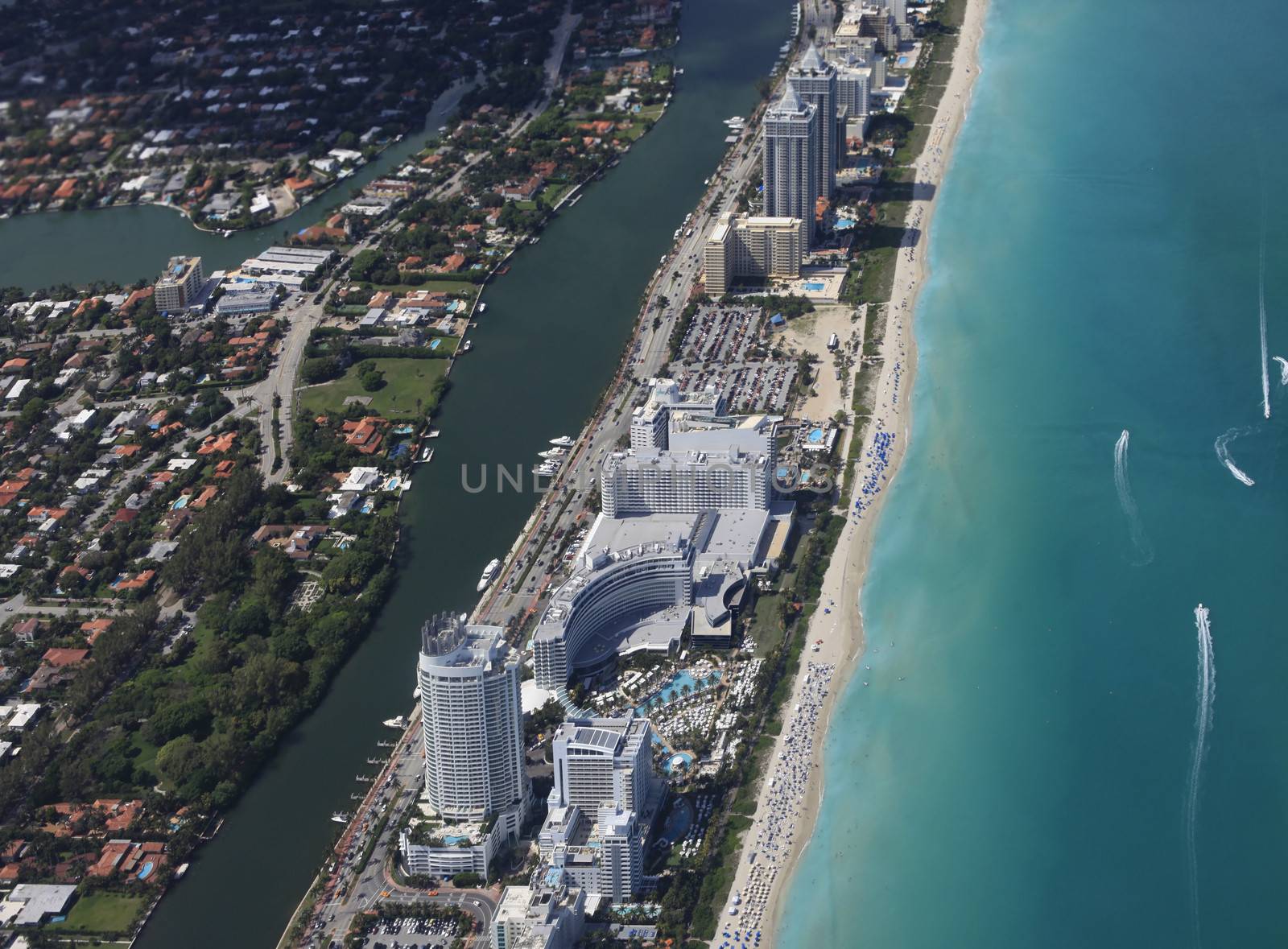 Miami coastline seen from high altitude