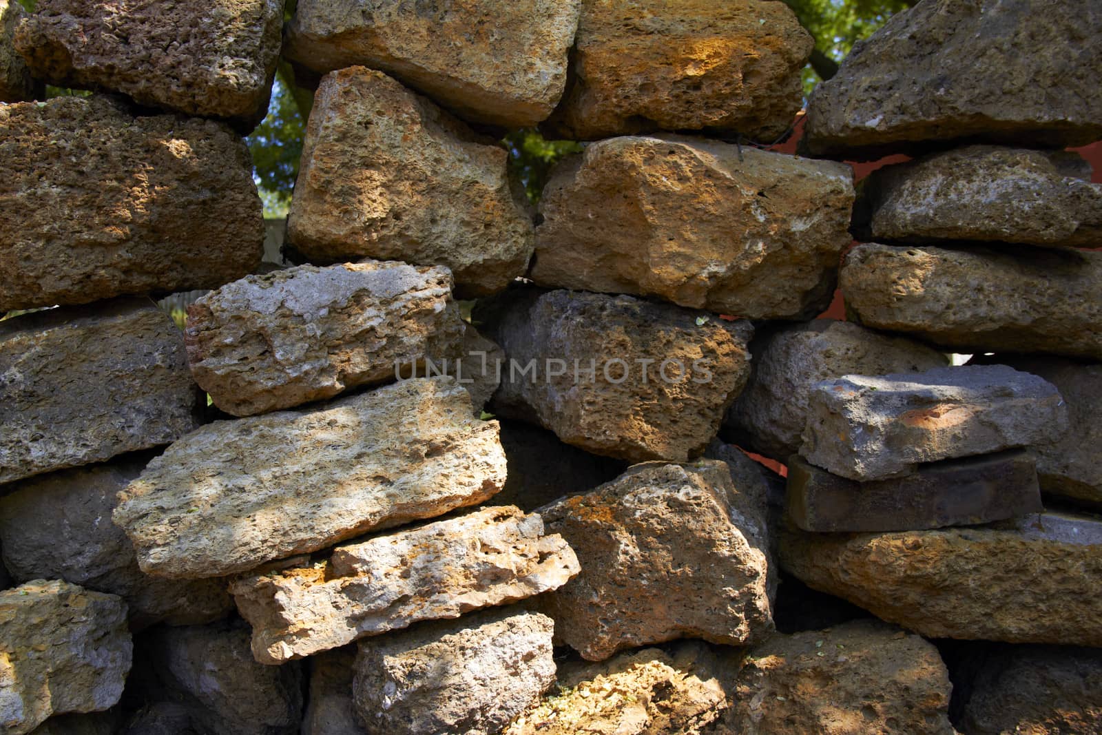 wall of a large rough stone