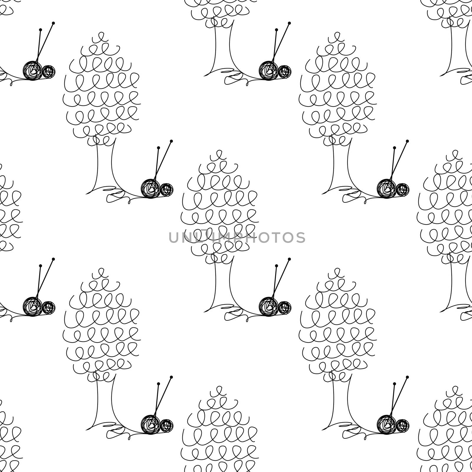 seamless pattern with tree is knitted