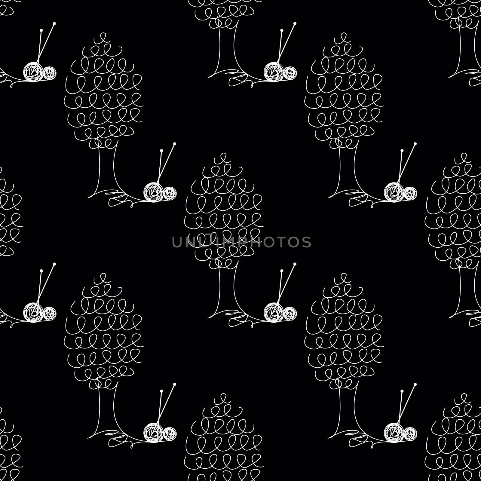 seamless pattern with tree is knitted