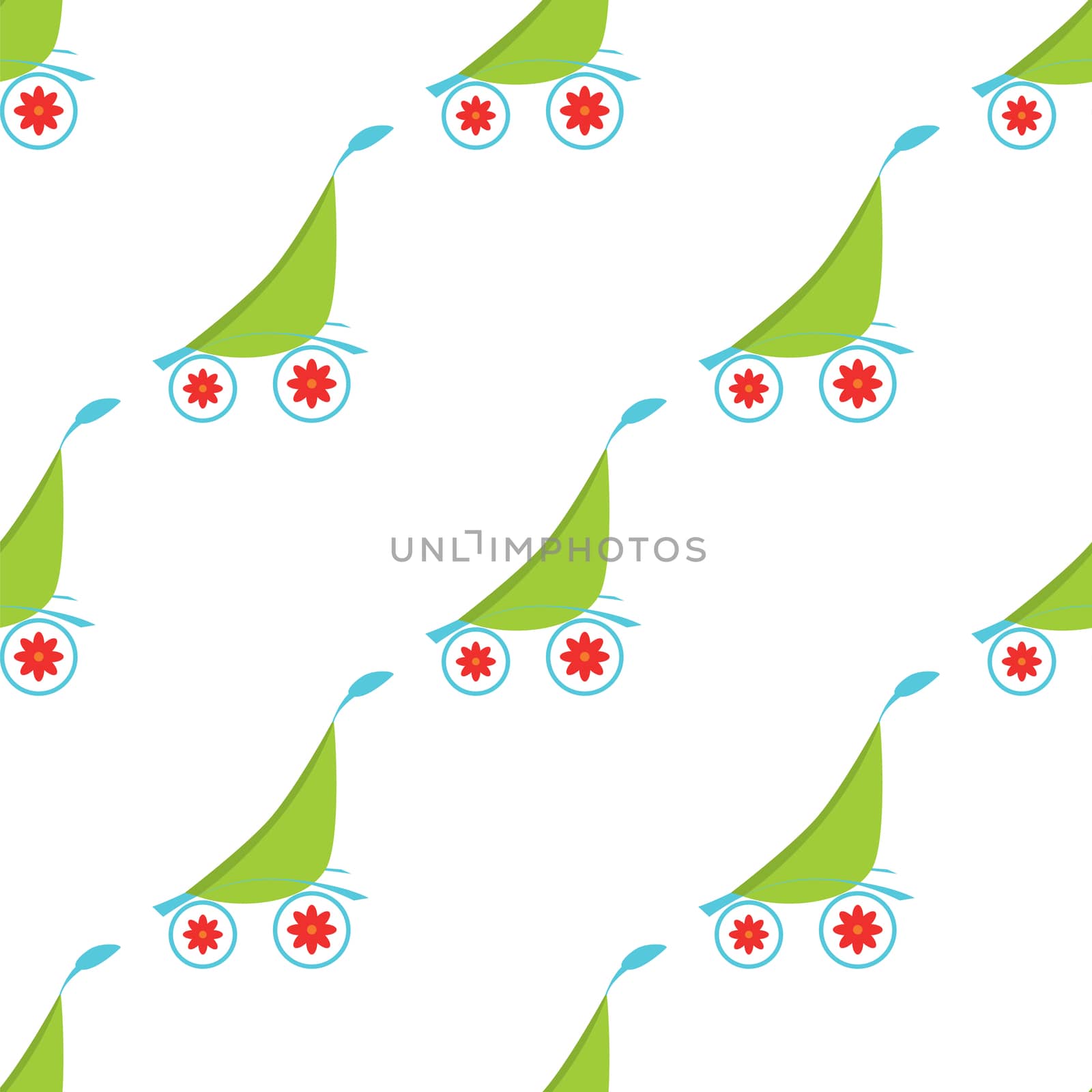 seamless pattern  with eco baby carriage