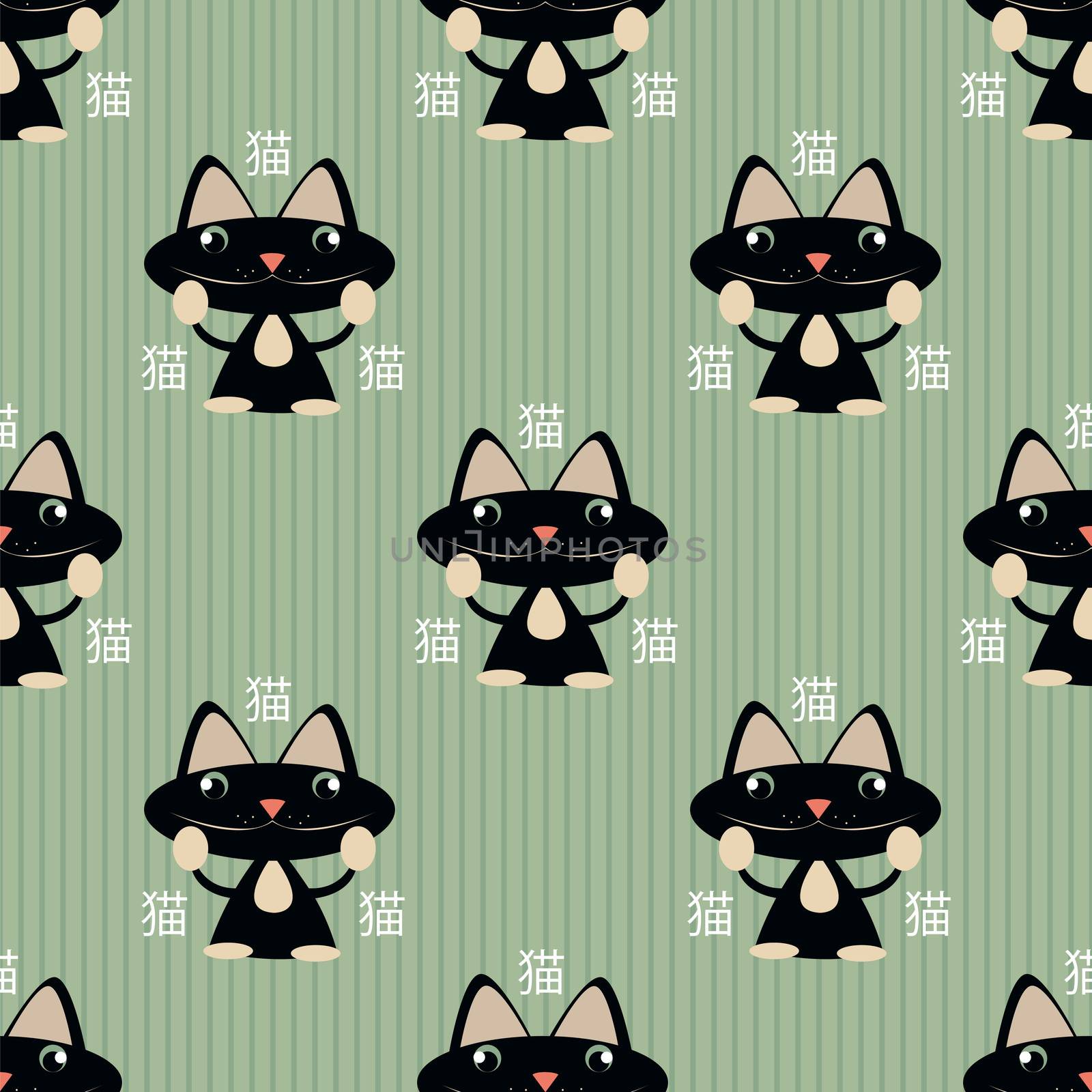 seamless pattern with Japanese cat