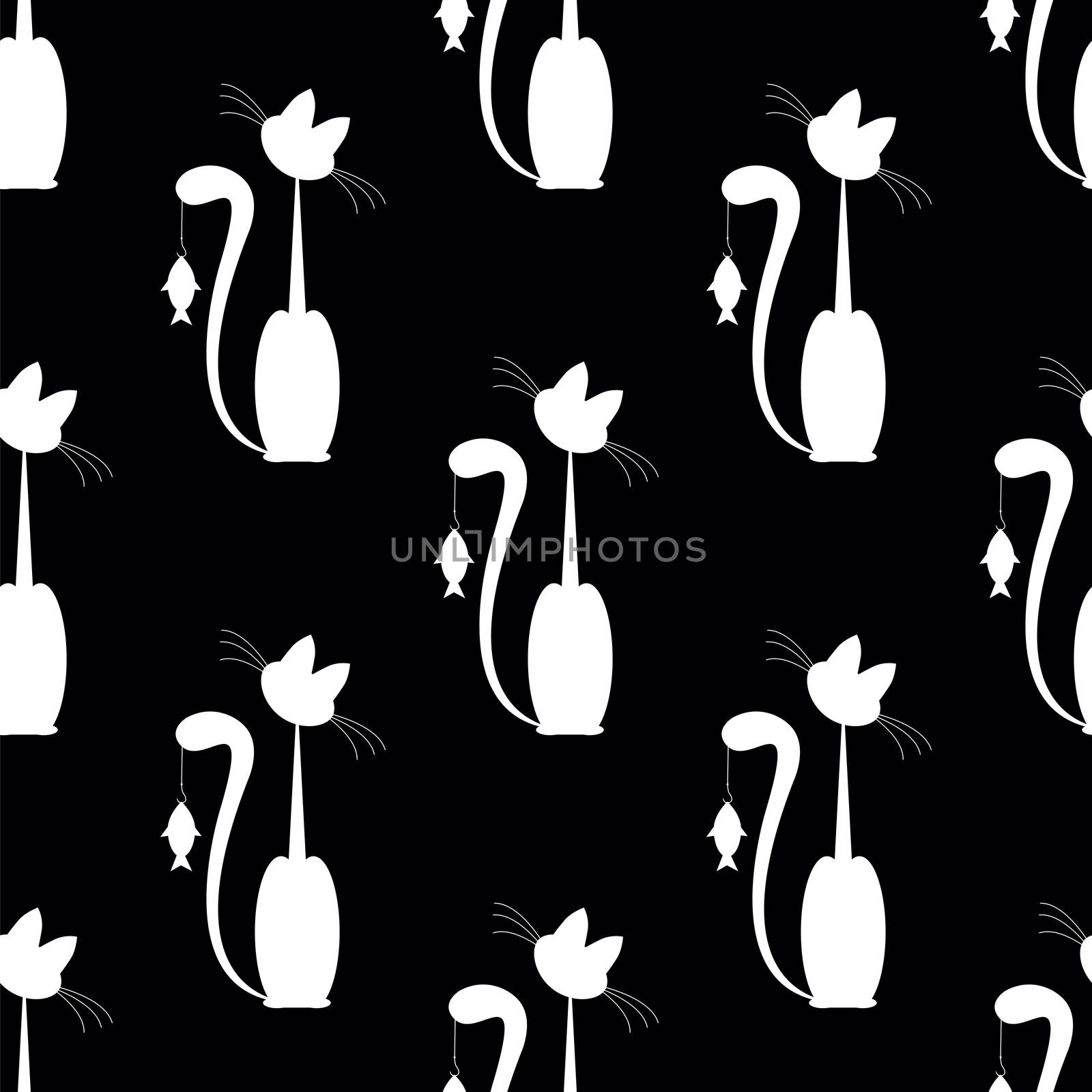 seamless pattern with cat took big fish