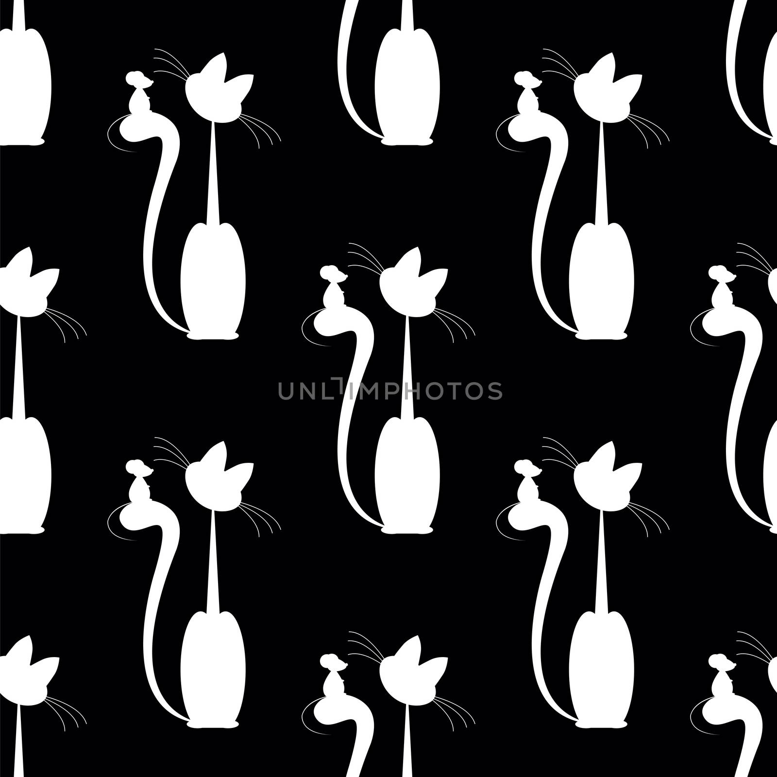 seamless pattern with Cat and  mouse two friends