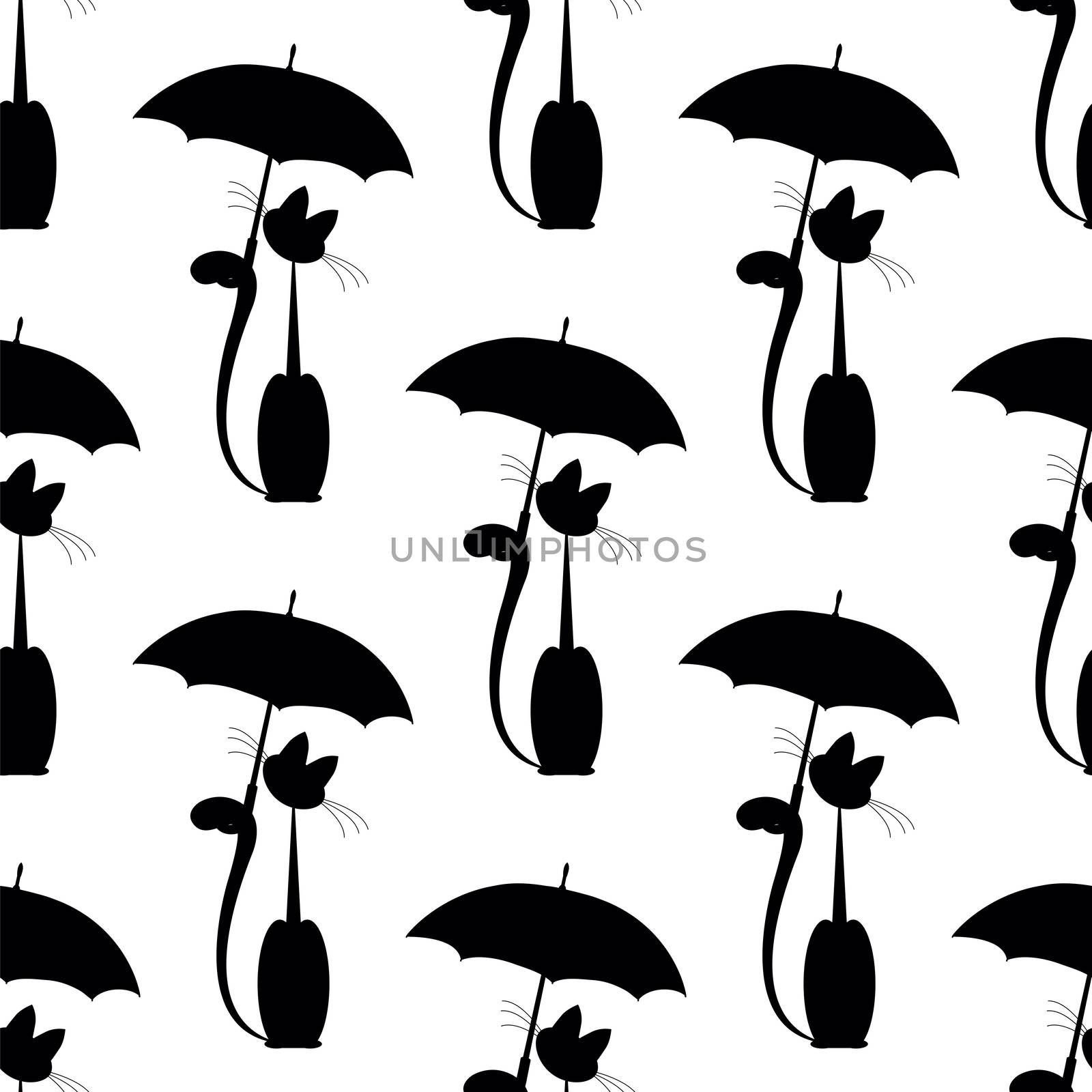 seamless pattern with Cat in umbrella