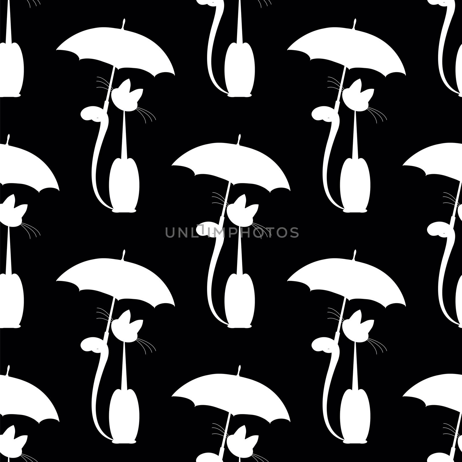 seamless pattern with Cat in umbrella