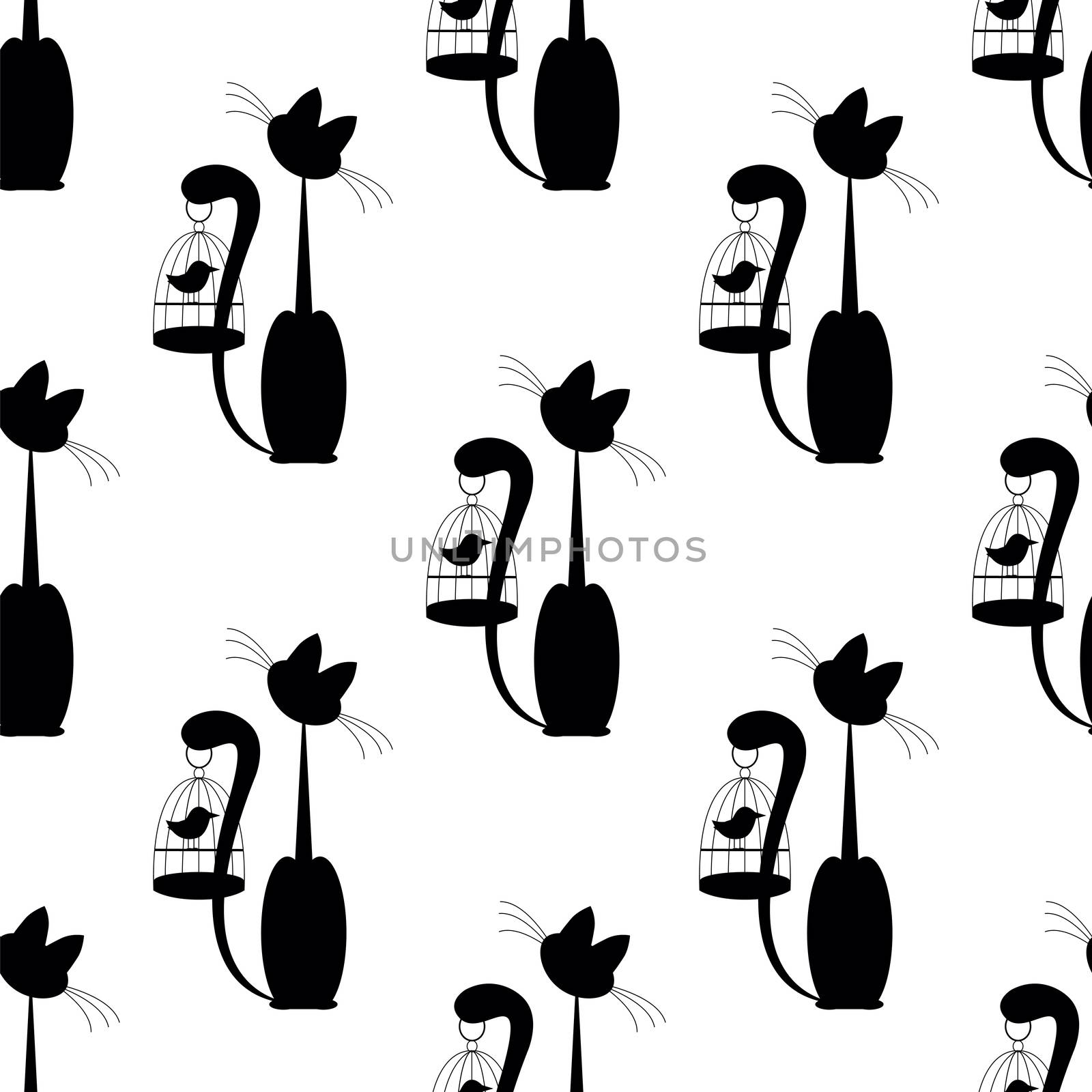 seamless pattern Cat and Bird