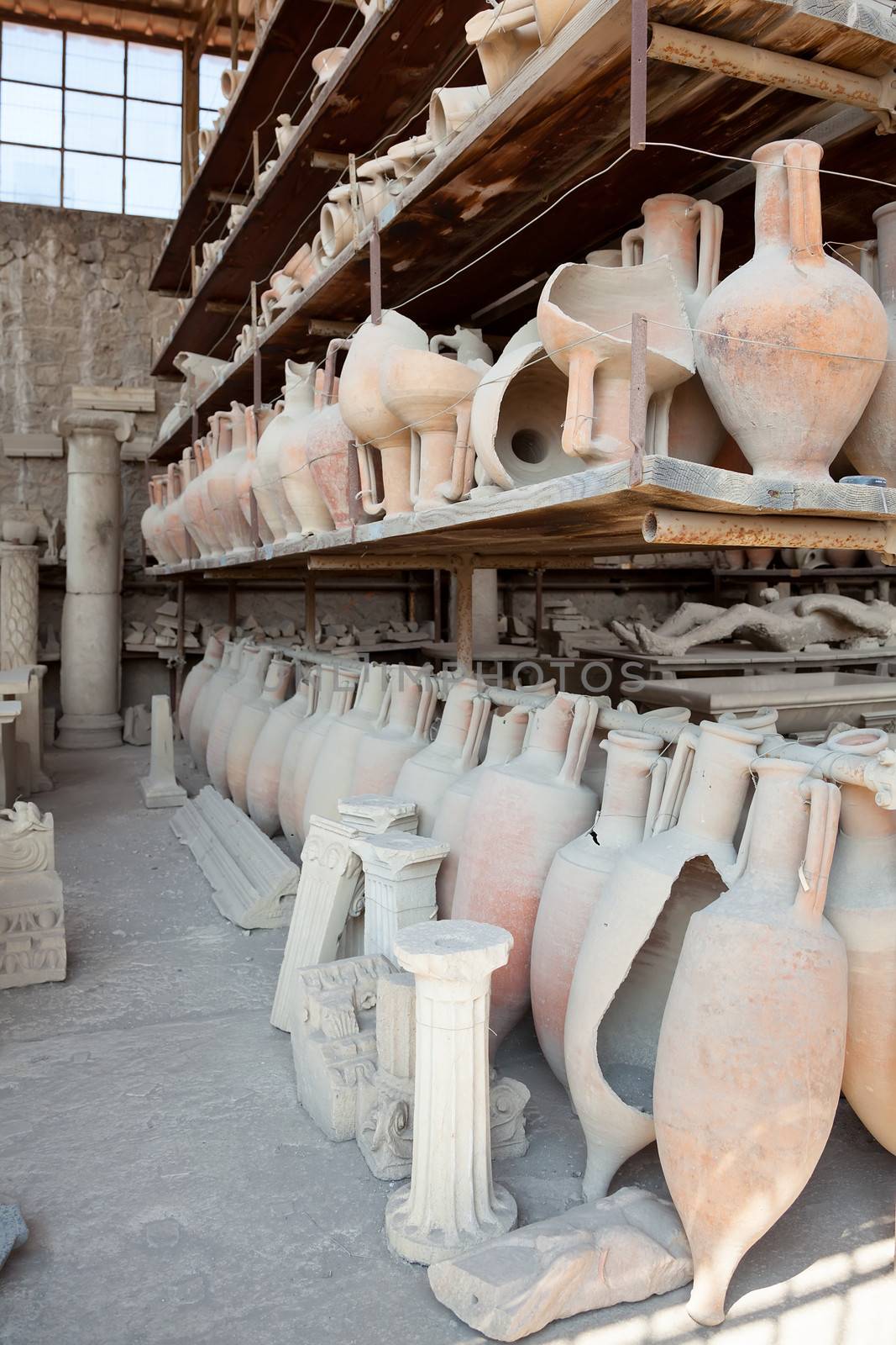 Pompeii antique pottery jugs.