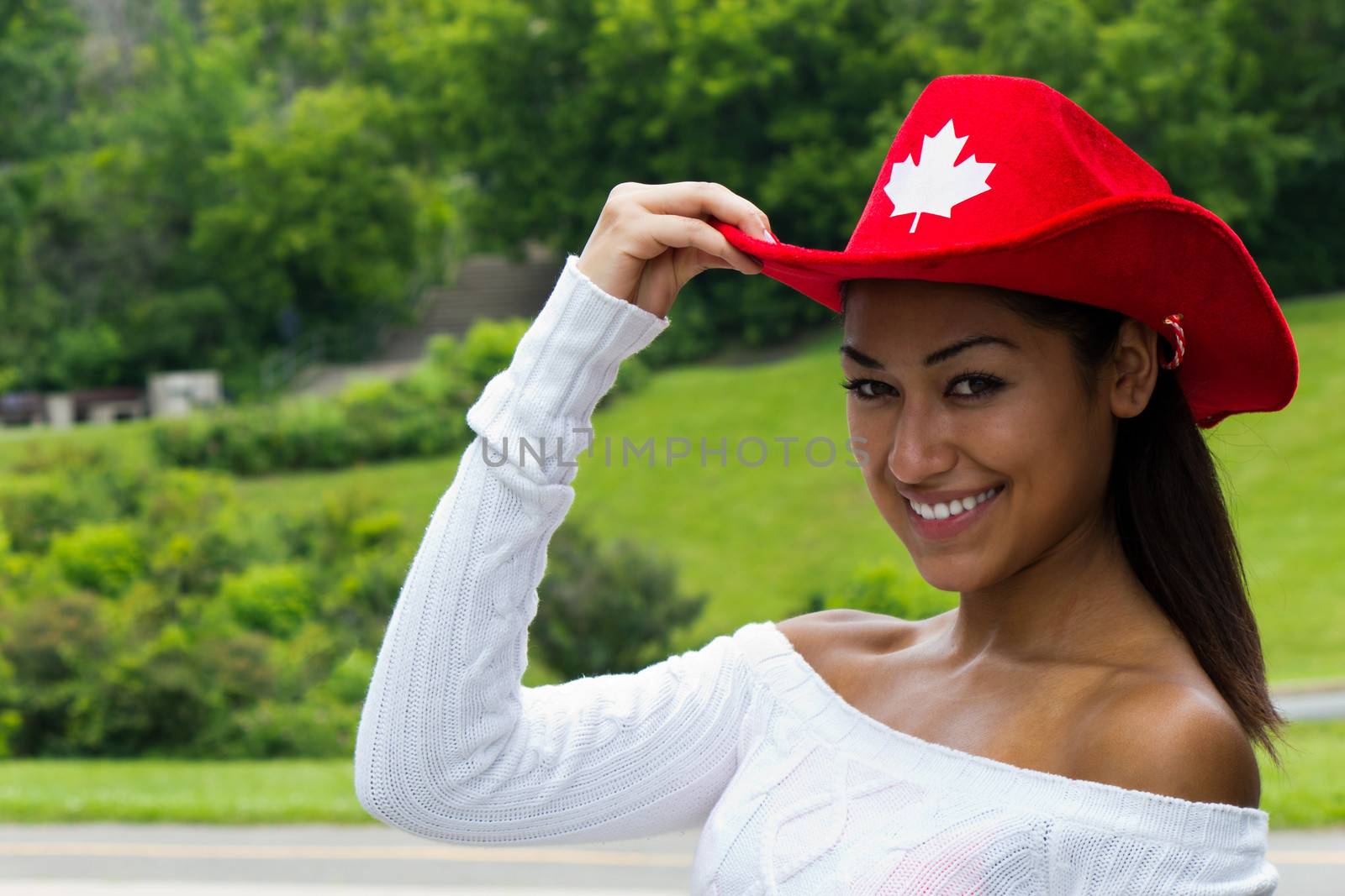 Pretty Canadian girl in a red hat by bigjohn36