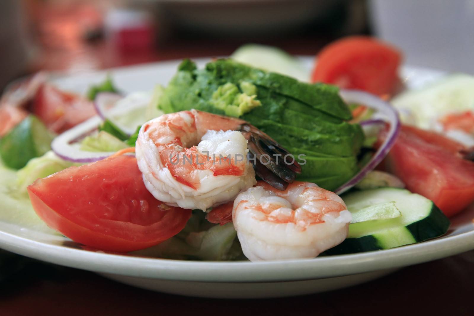 prawn with a fresh vegetables