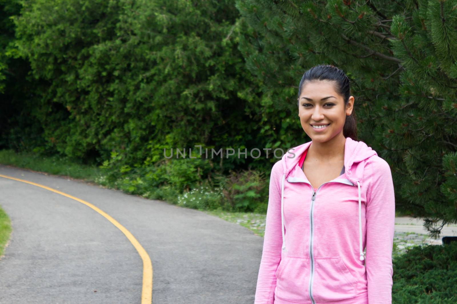 Woman walking on the jogging path