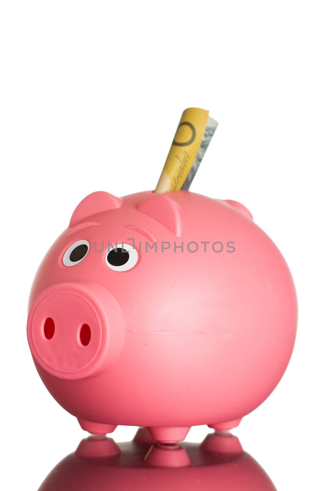 Pink piggy bank with australian dollars by Jaykayl
