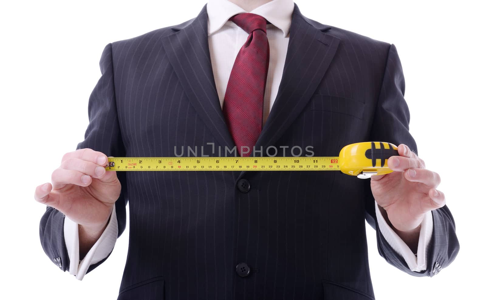 businessman concept of measuring success isolated on white