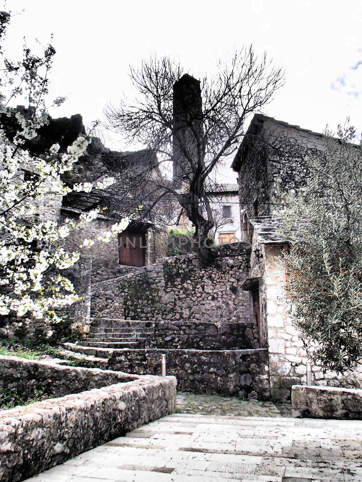 Medieval houses and garden in Pocitelj