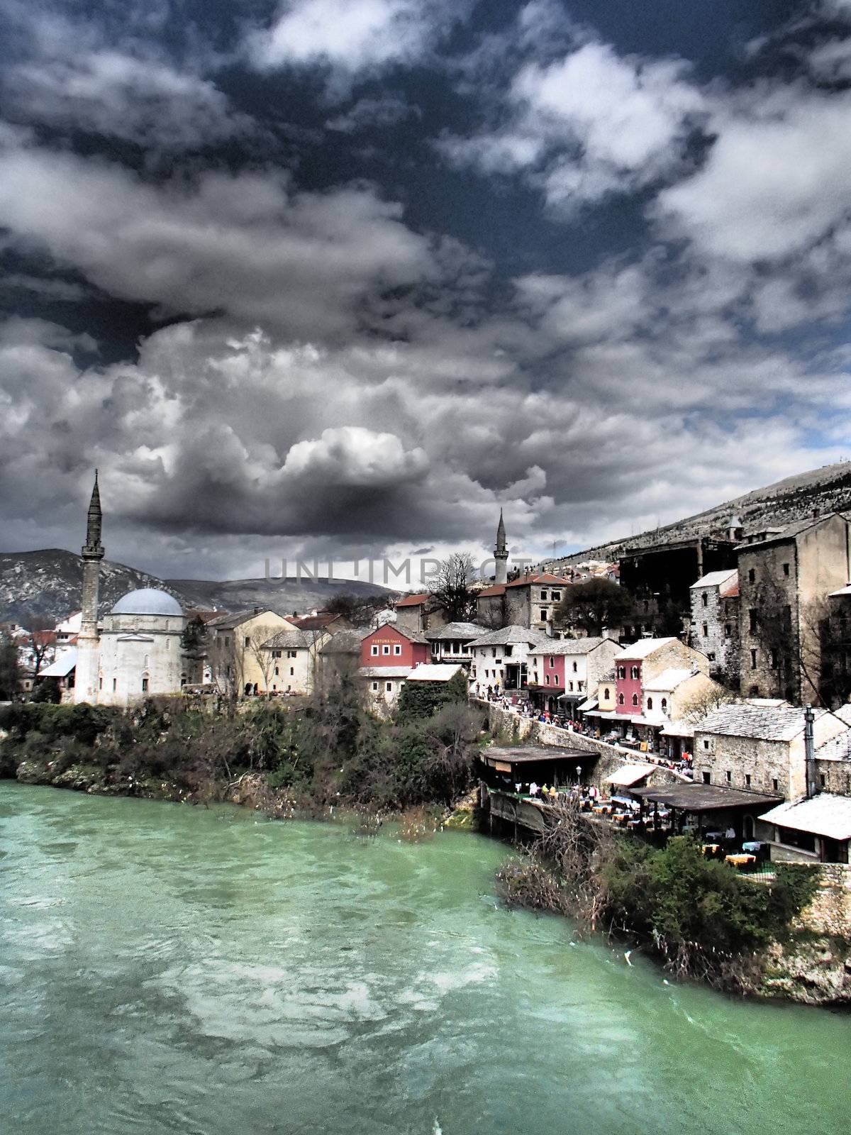 Mostar city view from bridge