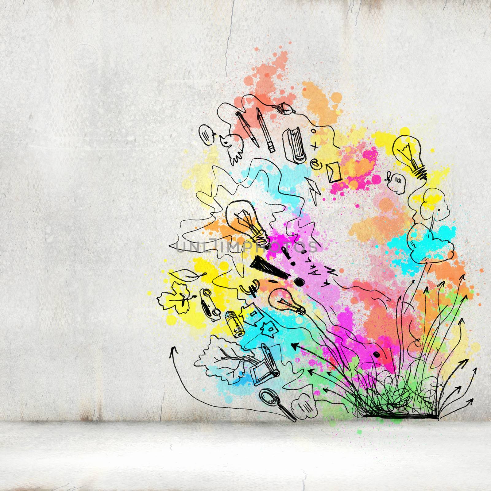 Background image with colorful splashes and drops