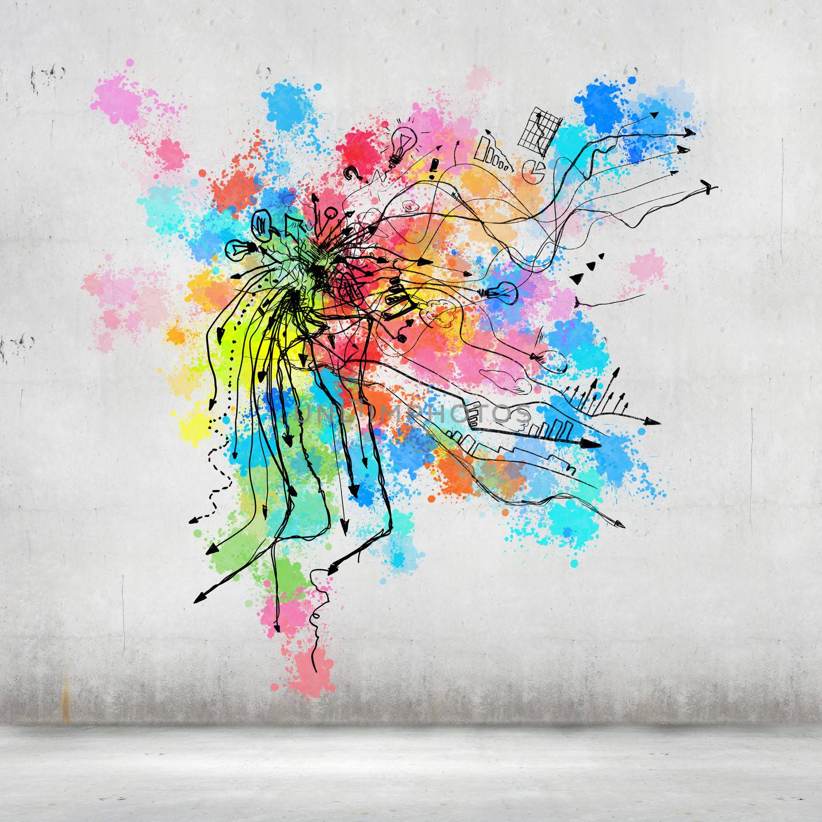 Background image with colorful splashes and drops