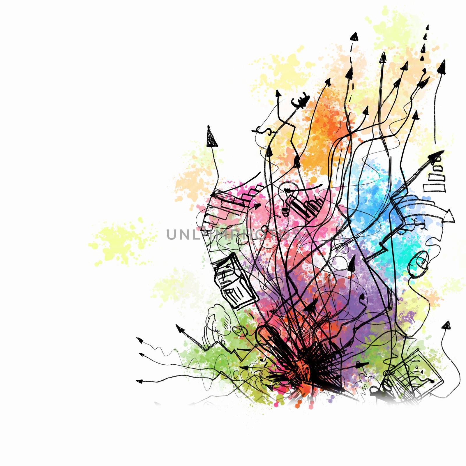 Background image with colorful splashes and drops