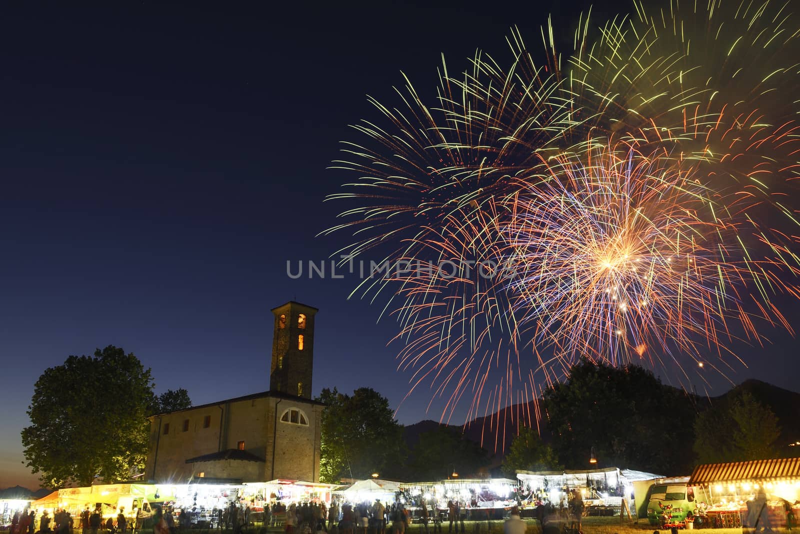 Fireworks in the country of Casciago, feast of Sant'Eusebio