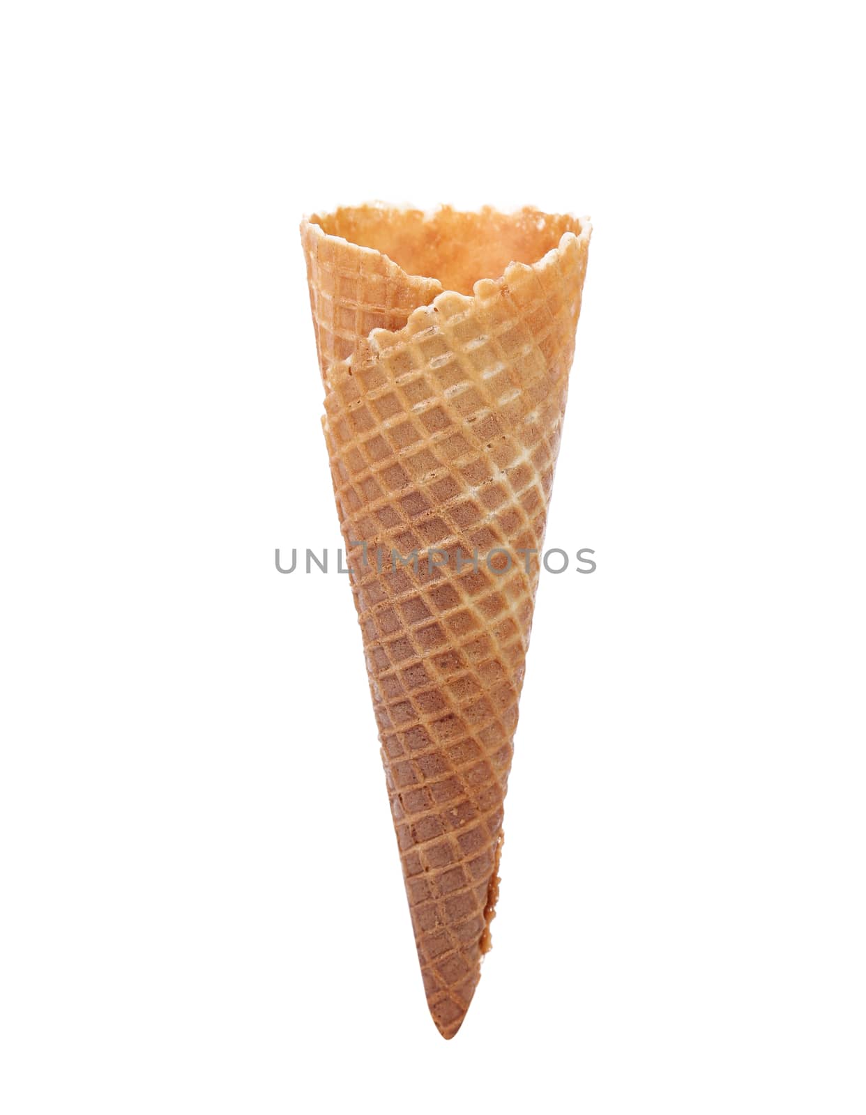 Wafer cup for ice-cream. Isolated. White background.