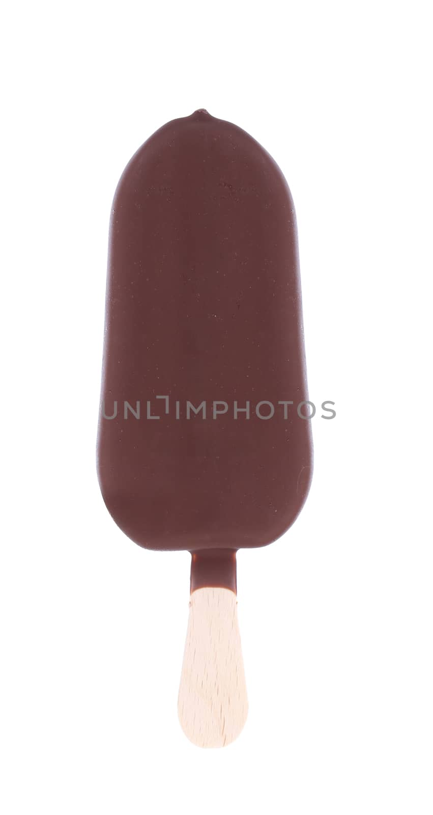 One chocolate vanilla ice cream isolated on a white background