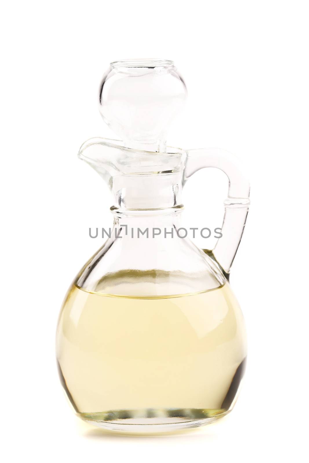 olive oil carafe closed on a white background