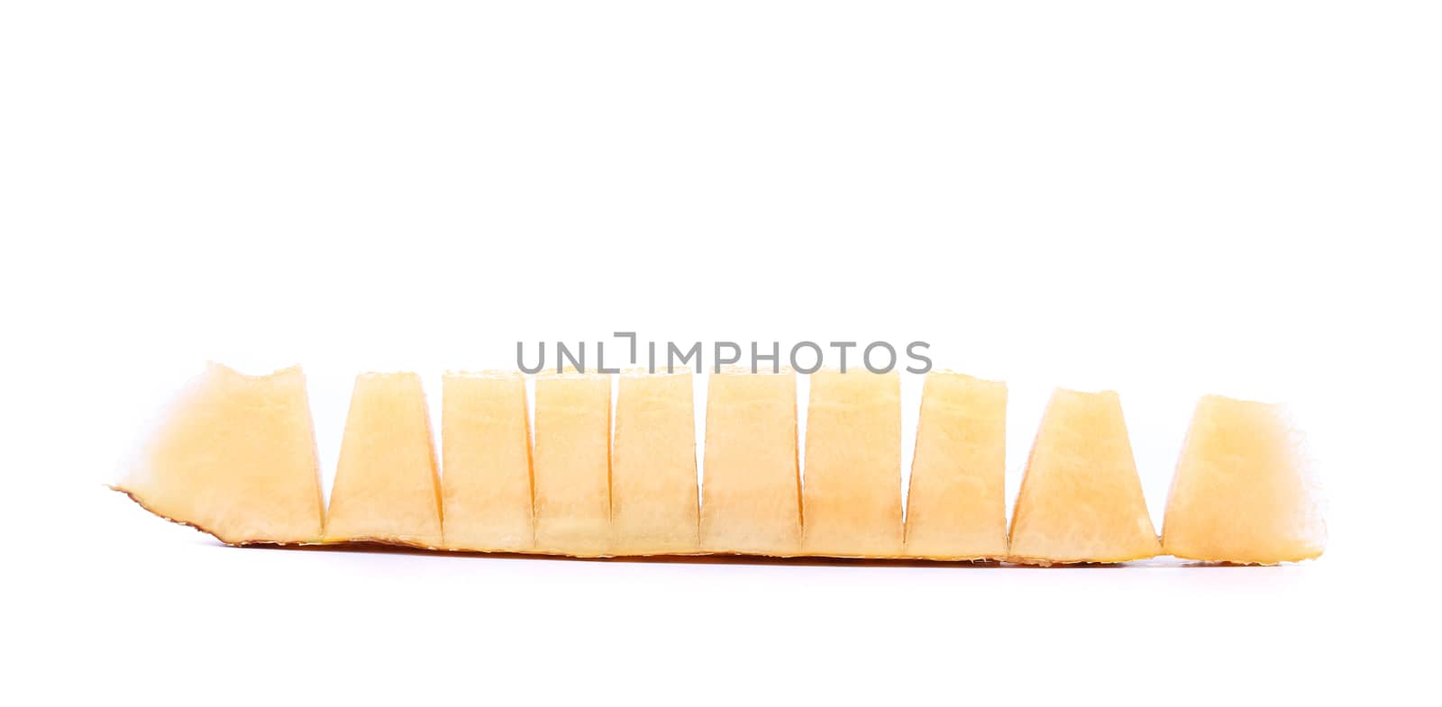 Melon slice cuted close up on a white background by indigolotos