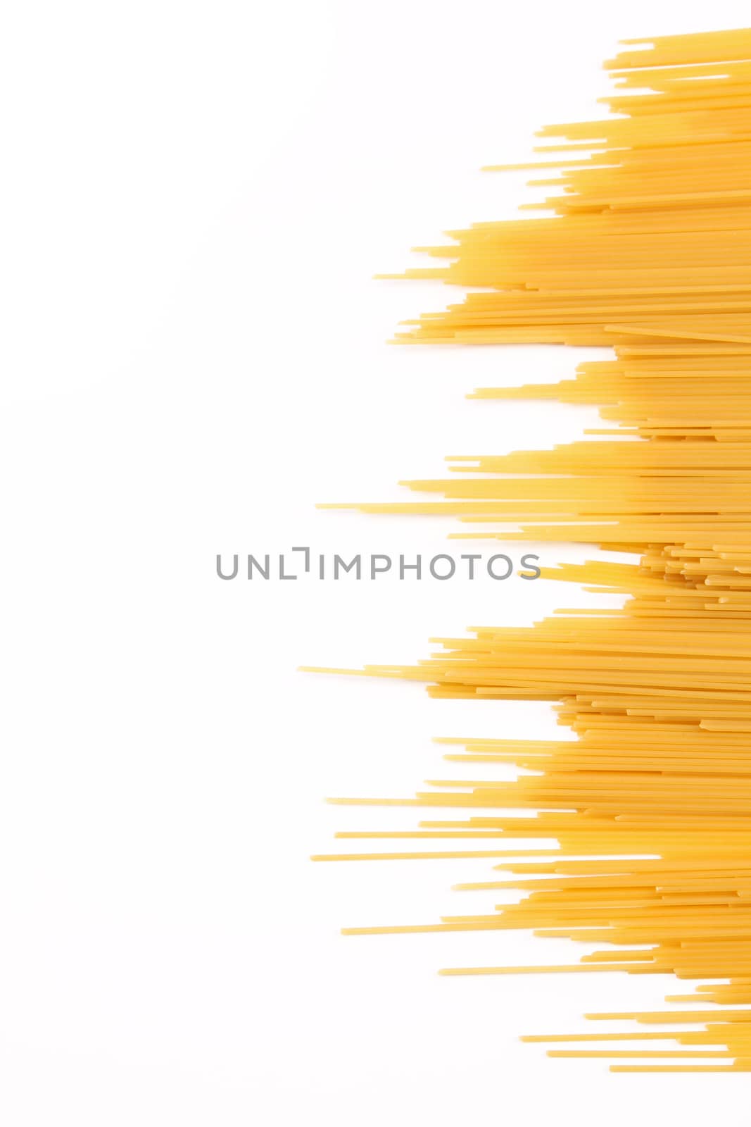 Frame of spaghetti right and the white background left