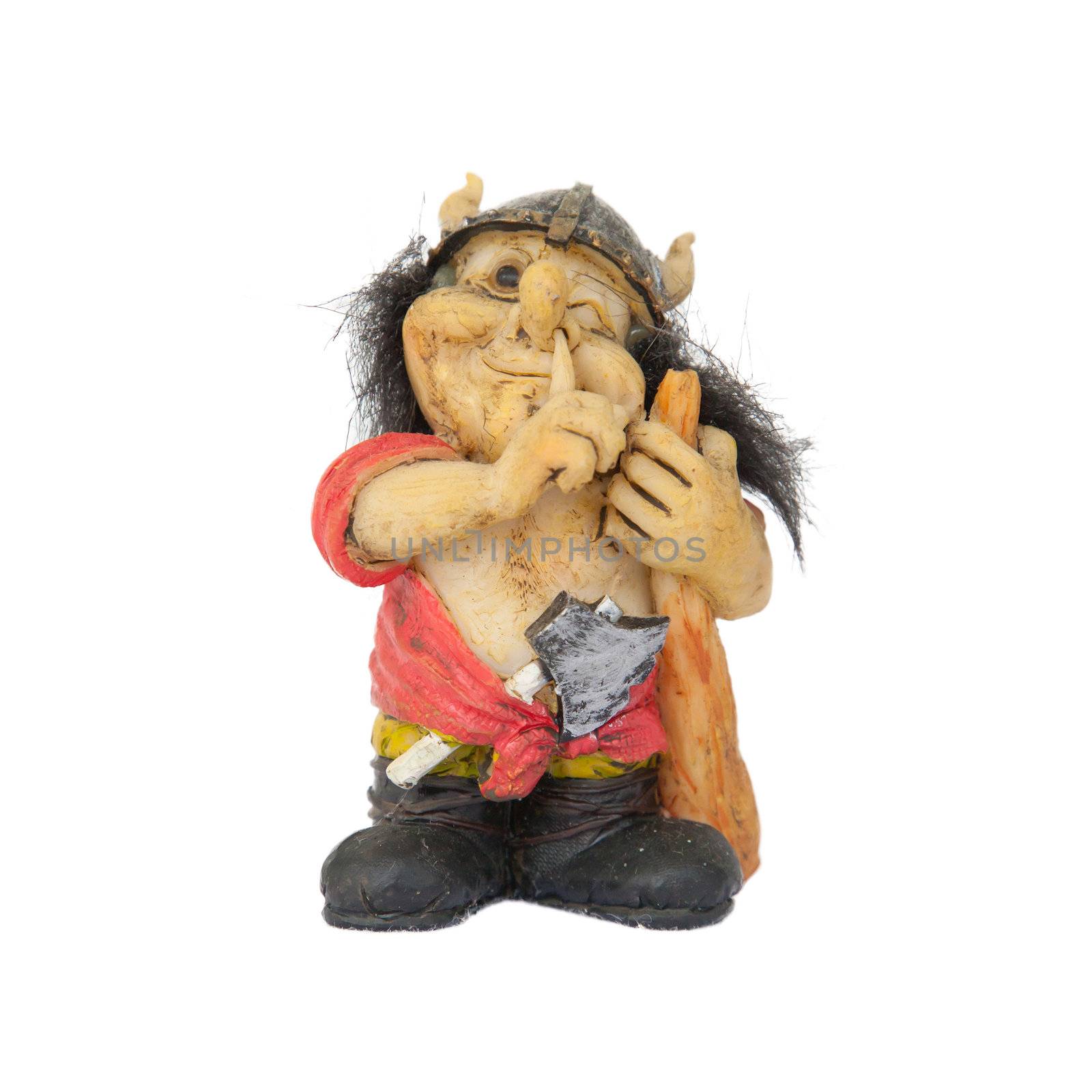 Small statue of a nosepicking troll by michaklootwijk