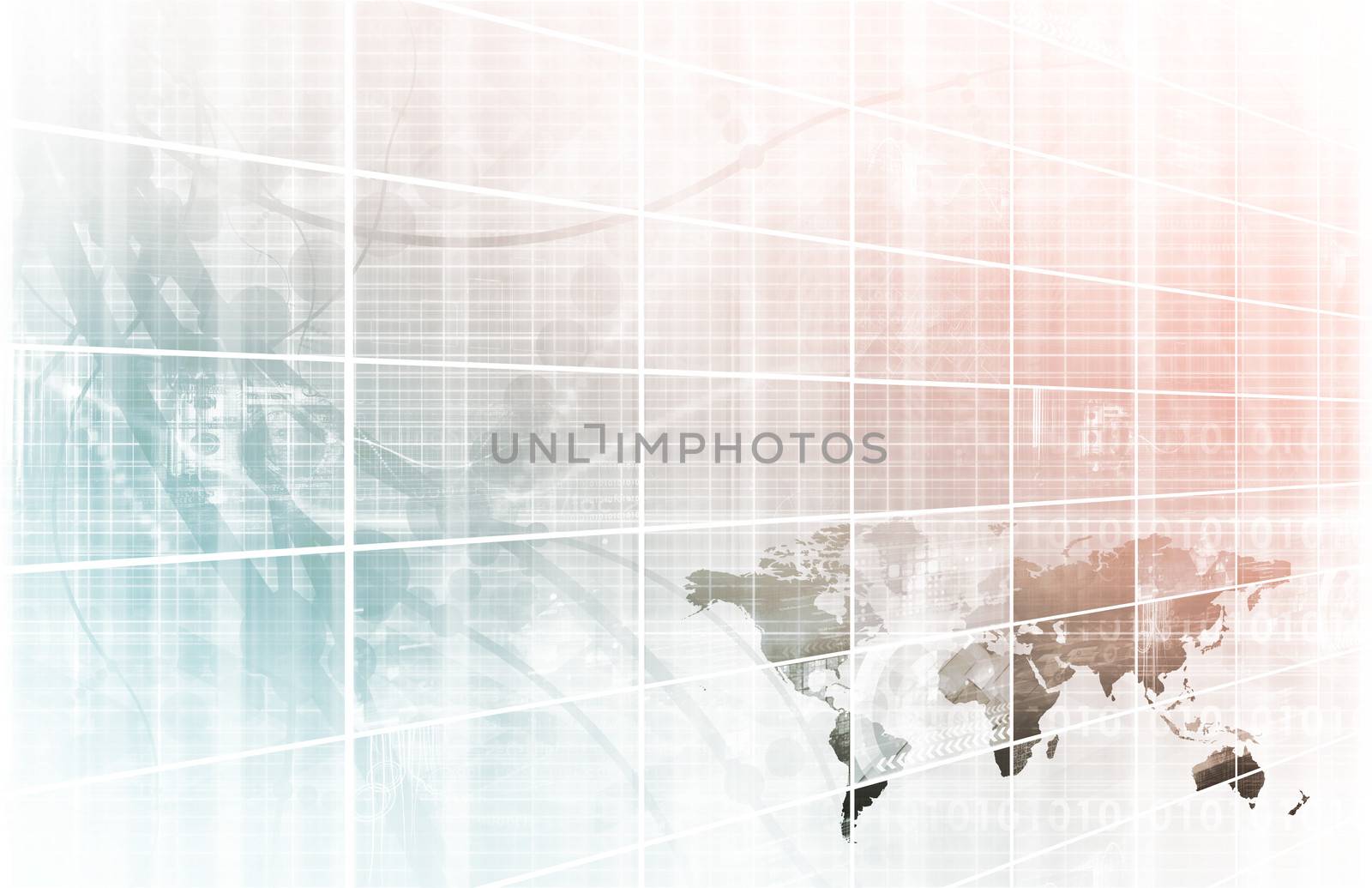 Business Technology Background with World Map Online