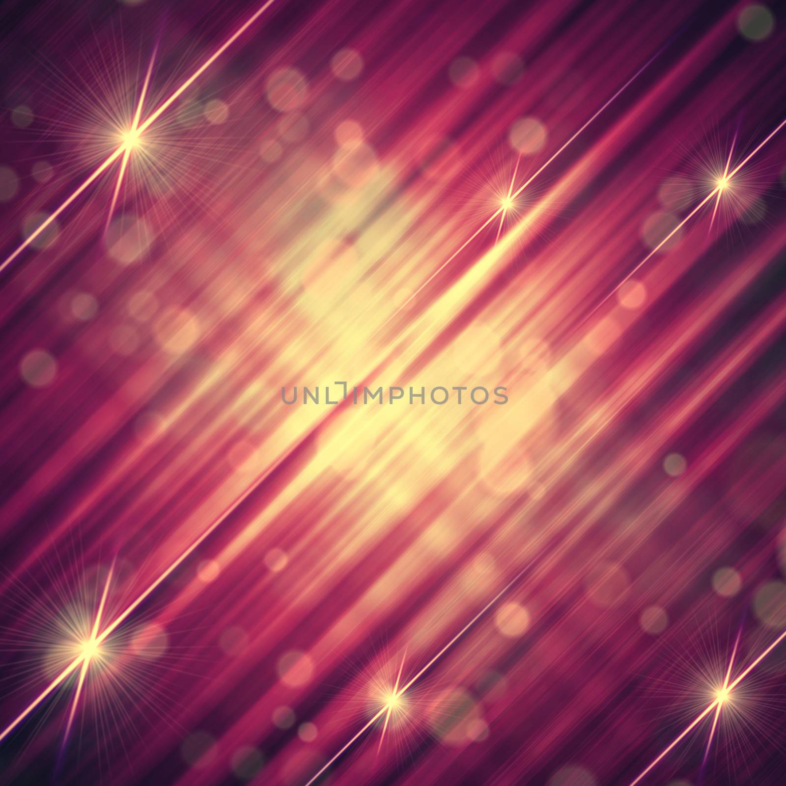 abstract pink violet background with shining yellow lines and stars