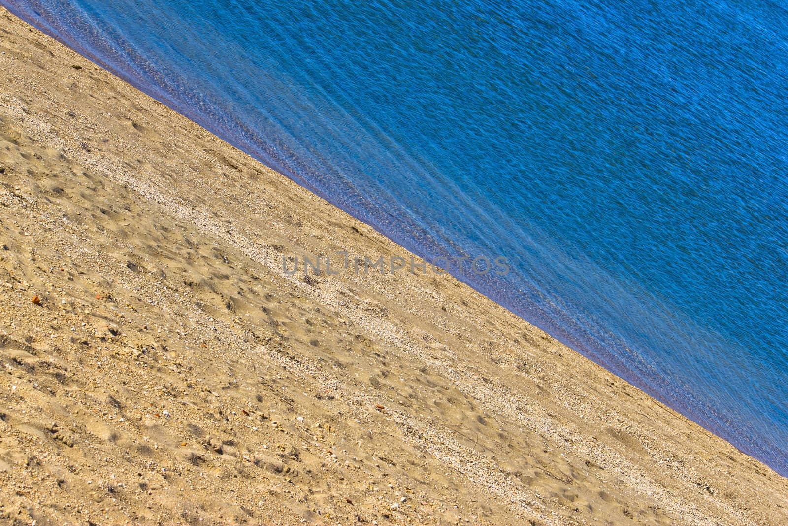 Sand beach and blue sea diagonal layers