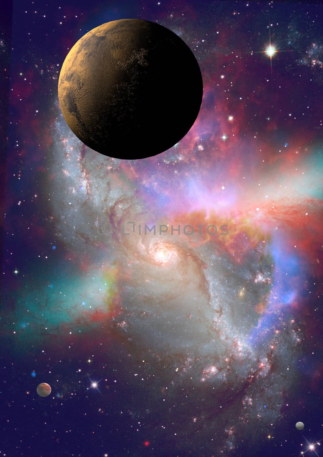 Far-out planets in a space against stars. "Elements of this image furnished by NASA".