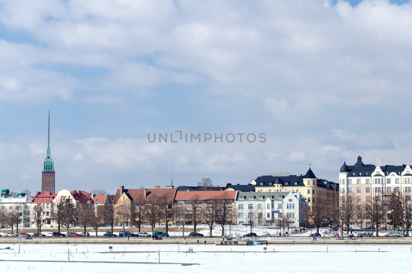 Helsinki winter, panoramic view. Finland.