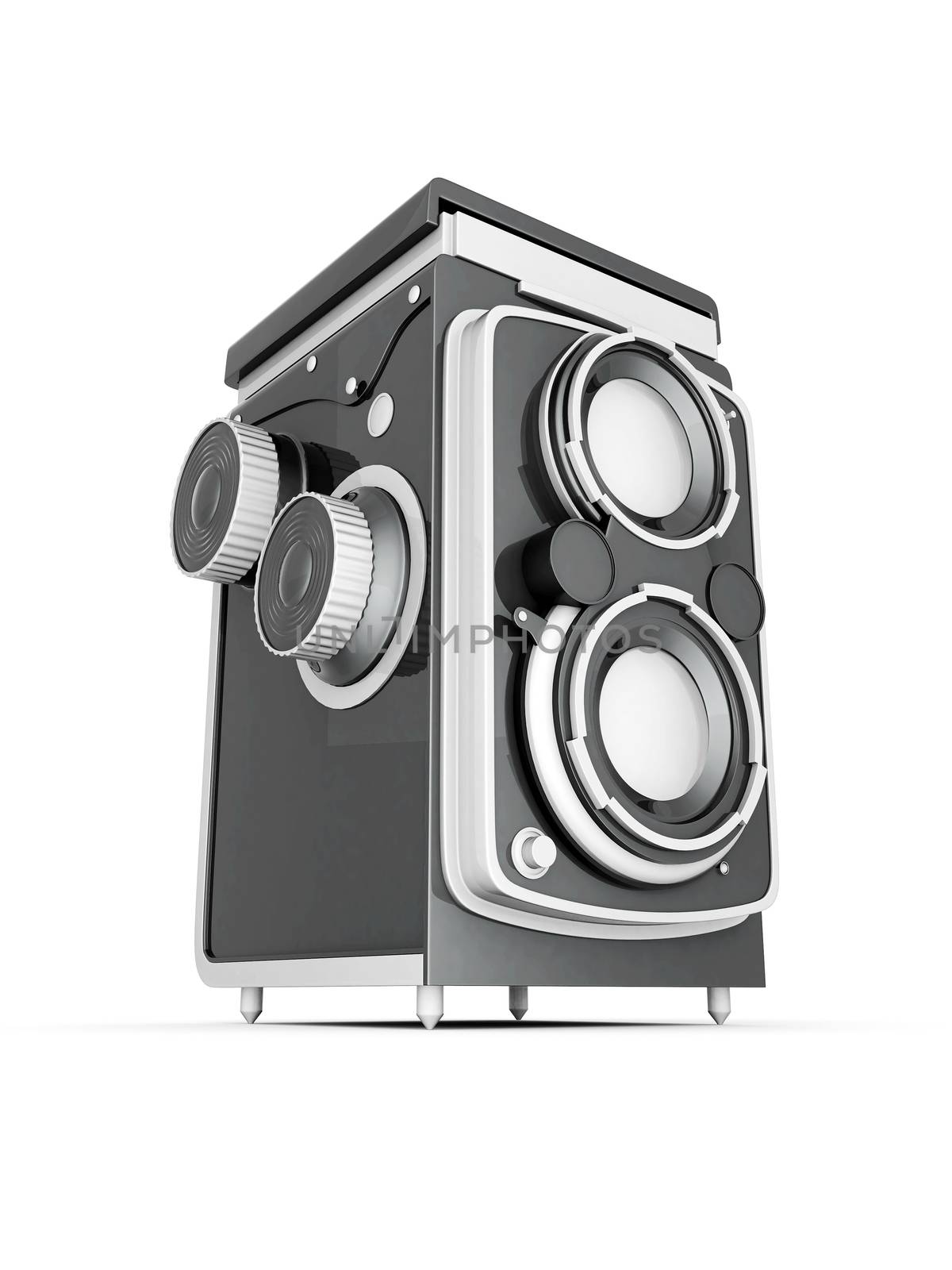 Vintage digital camera on a white background
