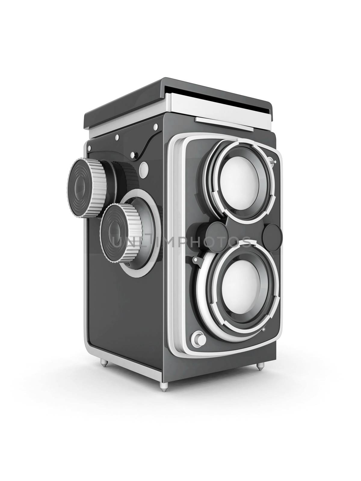 Vintage digital camera on a white background