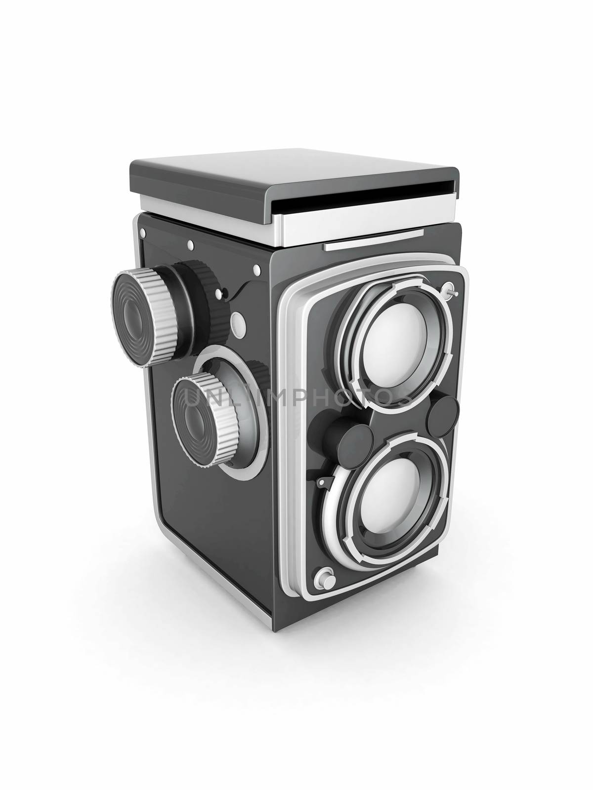 Vintage digital camera on a white background