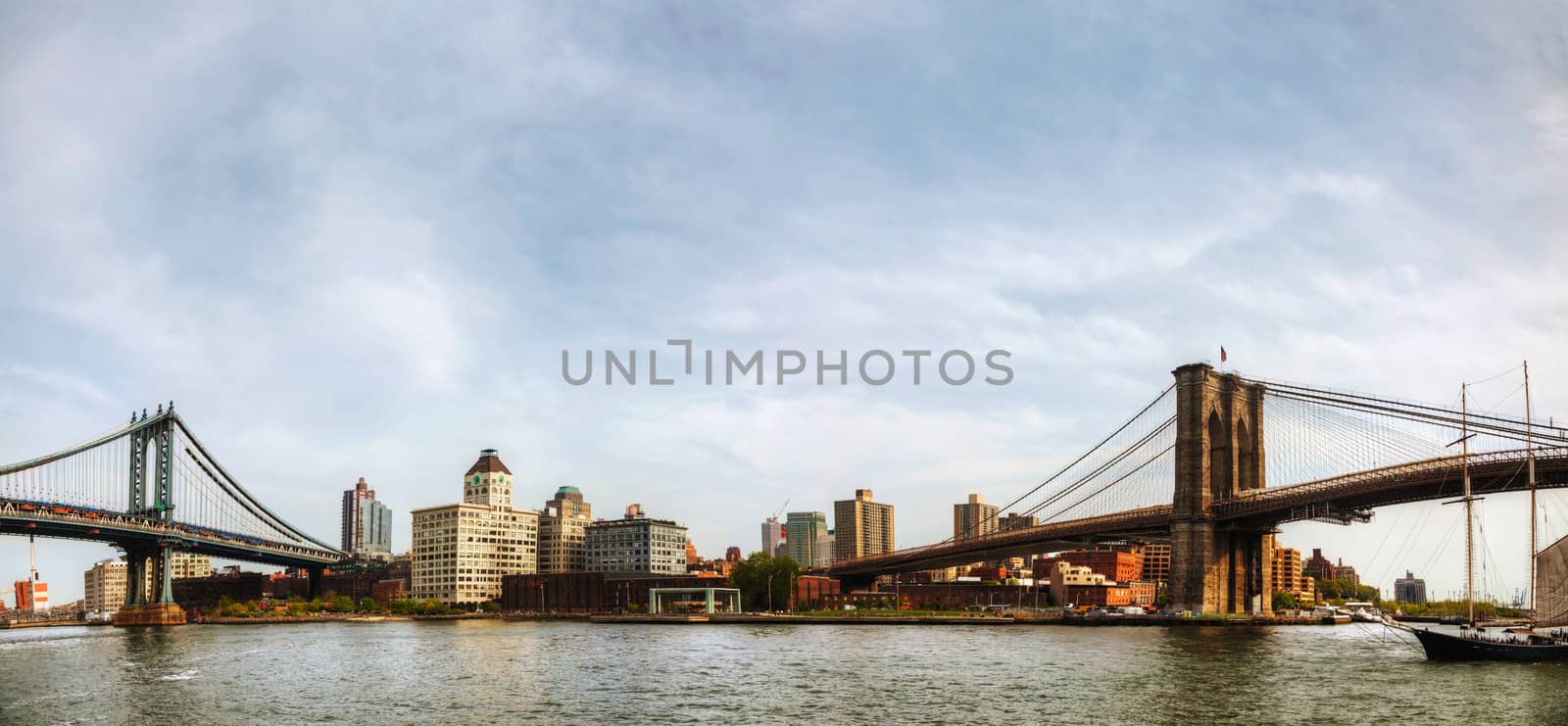 Cityscape of Brooklyn with Brooklyn bridge by AndreyKr